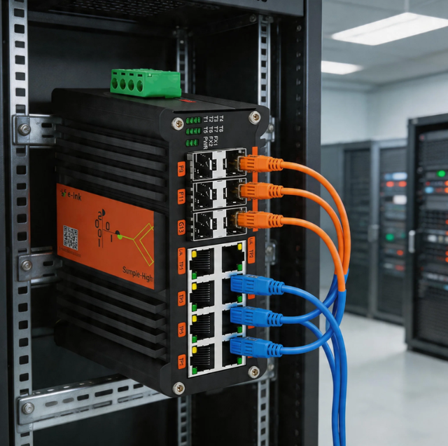 Industrial Managed 8 Port Gigabit Ethernet Switch with 4 SFP and 2 10G SFP+ Uplink 110Gbps Backplane VLAN Support