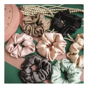 wholesale 22 mm 16mm silk scrunchies satin big scrunchies design silk hair tie 100% pure mulberry silk scrunchie