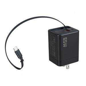 High 65W GaN <b>Multi</b> Port 3 in 1 Retractable Telescopic PD Super Fast Charging Head Adapter US Wall Phone <b>Charger</b> Plug for iPhone - Product Image 6