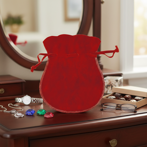 Sacchetto in Flanella a Doppio Velluto Rosso con Cordoncino a Forma di Animaletto per Gioielli, Gemme, Collane, Orologi, Occhiali, Cioccolatini, Ideale per Regali - Product Image 3