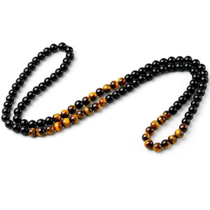 <span class=keywords><strong>Collana</strong></span> da <span class=keywords><strong>Uomo</strong></span> di Moda con <span class=keywords><strong>Perline</strong></span> in Pietra Occhio di Tigre e Onice Nero, Gioiello in Pietra Naturale Idea Regalo - Product Image 4