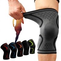 Genouillère de Sport Élastique Unisexe Tricotée en 3D avec Fermeture à Boucle et Crochet, Respirante et Légère, pour le Soulagement des Douleurs au Genou lors des Sports de Printemps