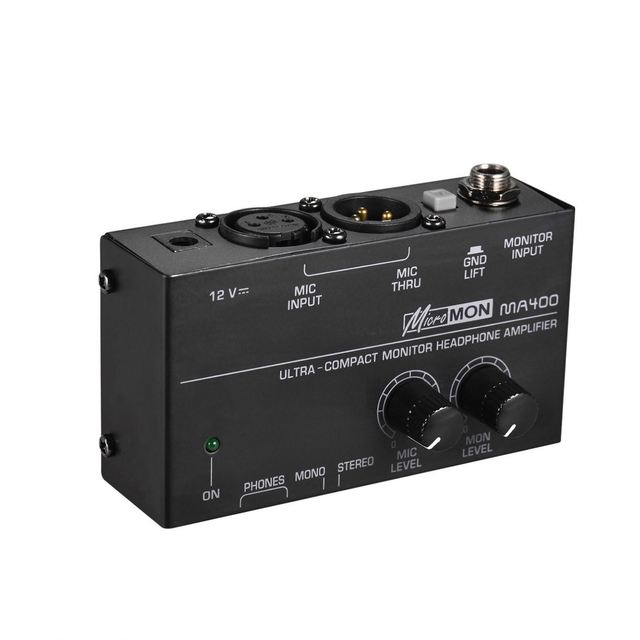 Ultra Compact Monitor Earphone Amplifier Amp With XLR Microphone Input 6.35mm Monitor Input 6.35mm & 3.5mm Headphone