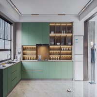 Joysource Armoires de cuisine modulaires en verre stratifié écologique sur mesure, construction en panneaux de particules, design moderne, charnière, garantie 3 ans