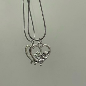 Collar con Colgante de Corazón de Ángel, Cadena de Serpiente de Acero de Titanio, Estilo Coreano, Joyería de Moda Fresca y Dulce para Mujer - Product Image 3