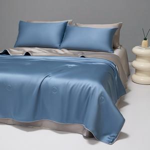 Couette d'été en lyocell lavée bicolore unie, ensemble de literie quatre pièces rafraîchissant, lavable en machine, couette climatisée - Product Image 5