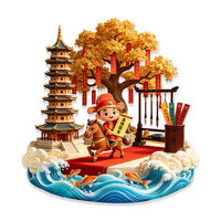 Aimant de réfrigérateur en métal 3D gaufré, Souvenir du Patrimoine Culturel Immateriel Oriental, Titre d'Or du Succès, Cadeau de Bénédiction