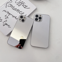 Étui de protection pour iPhone 16Pro 12 14 15 78 Plus avec miroir de maquillage doré argenté brillant de luxe, placage, protection de l'appareil photo, coque souple antichoc