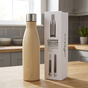 Borraccia Termica Isolante Effetto Legno Rame 500ml Senza Marchio con Isolamento Sottovuoto Modello 100515-1 - Product Image 2