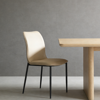 Chaise de salle à manger classique du milieu du siècle, cuir gris, métal, anti-rayures, vente en gros, meubles de maison, chaises de salle à manger modernes