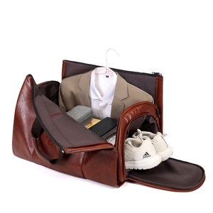 <span class=keywords><strong>Bolsa</strong></span> de traje de cuero PU de estilo retro al por mayor para zapatos plegables de <span class=keywords><strong>viaje</strong></span> de negocios con equipaje de mano - Product Image 2