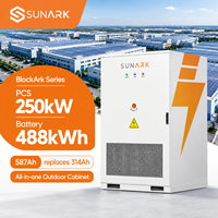 Armoire de stockage d'énergie extérieure, batterie lithium 488 kWh, batterie solaire 250 kW, système tout-en-un avec onduleur intégré pour entrepôt