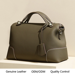<span class=keywords><strong>Sac</strong></span> à main en cuir OEM vintage pour femme, style Boston, en cuir de vachette, avec poignée supérieure, sacoche à coutures contrastées, vente en gros, personnalisable en usine - Product Image 1