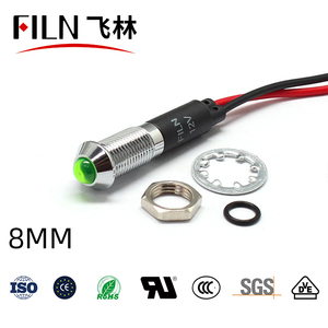 Filn 8mm 3V/6V/12V/24V chỉ số đèn xe đạp <span class=keywords><strong>LED</strong></span> IP67 Màu Đỏ màu xanh trắng CE TUV ul đèn chỉ số ánh sáng - Product Image 5