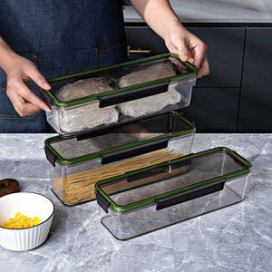 Kitchen Household Noodle <b>Storage</b> Box Rectangle Food Grade Airtight <b>Container</b> For Pasta Dried Noodles Grains Cereals Clip On Lid - Product Image 2