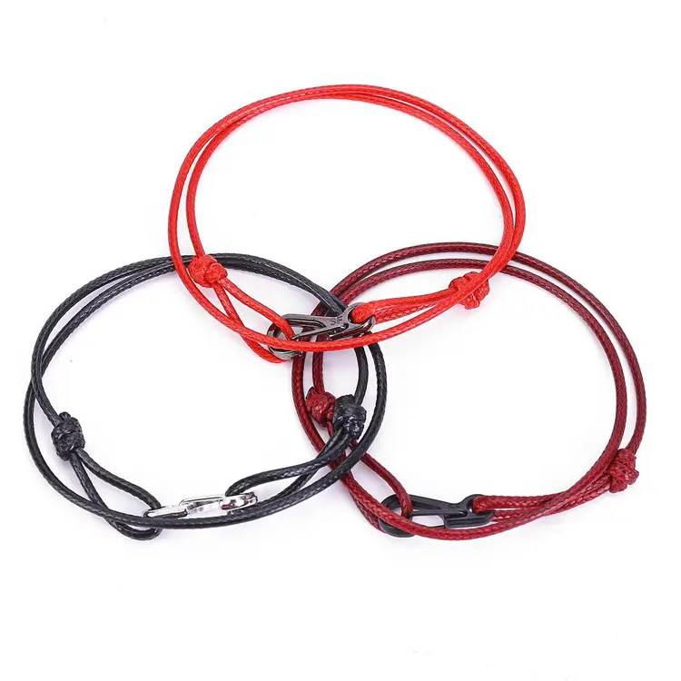 Personnalisé Cire coton corde bracelet 25mm mignon SF fermoir réglable cire corde bracelet
