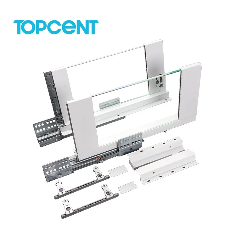 TOPCENT cierre suave Tendem Metal Box Cajón Deslizante Gabinete Deslizante Metal Undermount Slides