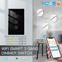 Interrupteur intelligent à intensité variable LangYeao 1/2/3 voies Tuya Zigbee, norme américaine, gradation progressive de 1% à 100%, compatible avec Alexa et Google Home