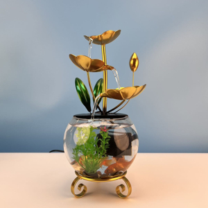 Fontaine d'eau en métal doré avec <span class=keywords><strong>aquarium</strong></span> silencieux Mini <span class=keywords><strong>Aquarium</strong></span> pour le nouvel an Cadeau pour la maison Décoration <span class=keywords><strong>de</strong></span> bureau - Product Image 1