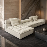Minimalistisches Modulares Erweiterbares Ecksofa in Dunkelgrau aus Echtem Leder, L-förmiges Wohnzimmer-Set für Apartments