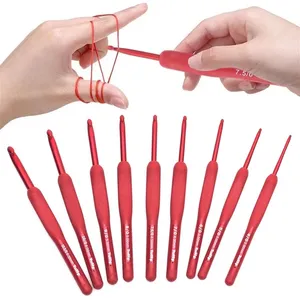 9 pcs/set Crochet Gancho 2.0-6.0mm Alumínio Crochet Agulhas de Tricô Agulhas Tecer Costura com Alças de Borracha Macia