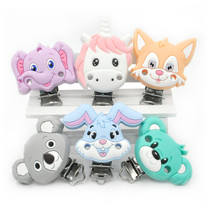 Clip de silicona seguro para animales, mordedor, cadena para <span class=keywords><strong>cochecito</strong></span> de bebé con cuentas, cadena para chupete, juguete de silicona masticable suave para niños, clips para chupete - Product Image 1