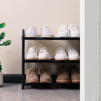Étagère à chaussures réglable en métal robuste, autoportante et extensible à 3 niveaux pour salon, salle à manger, entrée - Style moderne