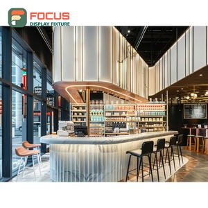 เคาน์เตอร์บริการกาแฟพรีเมียม ชั้นวางเครื่องชงกาแฟ โซนทำงานบาริสต้า แผงสีขาว เคาน์เตอร์คาเฟ่ - Product Image 3