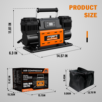 Compresseur d'air portable 12V pour pneus de camion 4x4, SUV, tout-terrain, haute pression (max 150 psi), gonfleur de pneus numérique automatique robuste