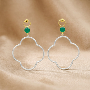 Pendientes Colgantes de Latón Chapado en Oro Hechos a Mano con Piedras Preciosas, Estilo Étnico Bohemio, Regalo de Compromiso, Joyería - Product Image 4