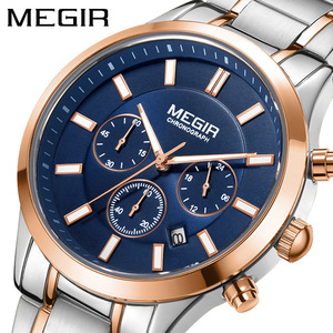 <span class=keywords><strong>Montre</strong></span> à quartz pour <span class=keywords><strong>homme</strong></span> <span class=keywords><strong>MEGIR</strong></span> 2150G, design populaire, <span class=keywords><strong>prix</strong></span> bas, bracelet en acier inoxydable, stock original, prête à être expédiée. - Product Image 1