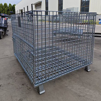 Conteneur de stockage pliable haute capacité en treillis métallique galvanisé, équipement de stockage, conteneur de marchandises en acier avec revêtement en poudre