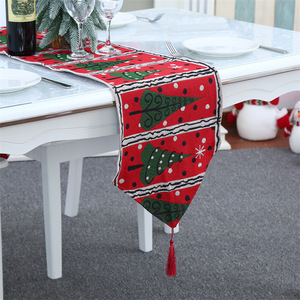 Dropshipping Shopify <b>Christmas</b> Knit Fabric <b>Table</b> Runner Creative Holiday Home Decor Santa <b>Tree</b> Wreath Design - Product Image 3