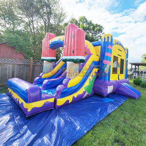 Structure gonflable combinée pour enfants, château gonflable avec toboggan, thème popsicle, pour jardin. - Product Image 2