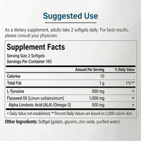 Complément de tyrosine 500 mg avec oméga 3 pour améliorer l'humeur, améliorer les fonctions cérébrales, la concentration et soulager le stress
