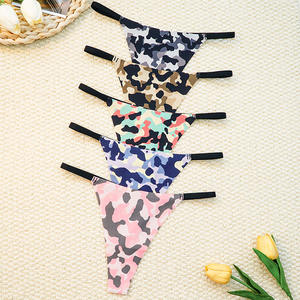 섹시한 카모 프린트 끈 팬티-유로 미국 여성용 비키니 로우 웨이스트, 심리스 스트링 란제리 - Product Image 1