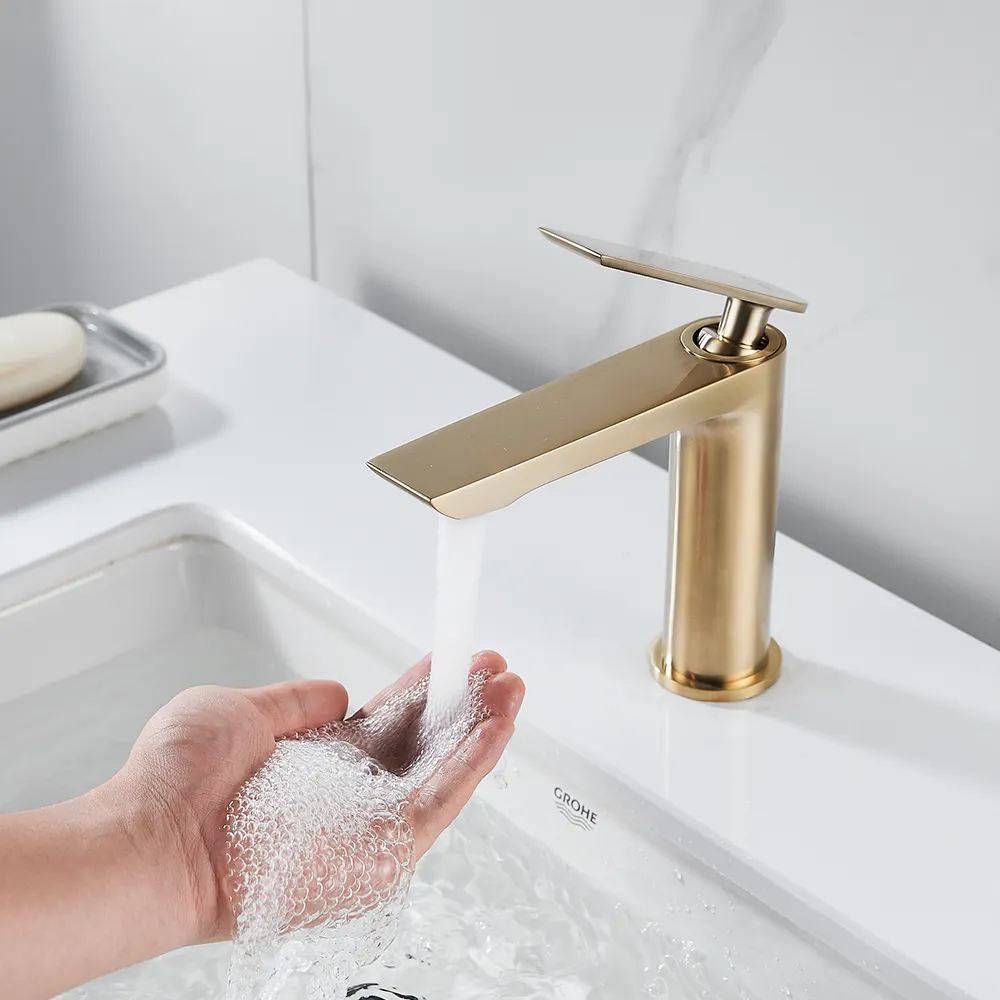 Momali nuovo modello in ottone nero opaco spazzolato oro bagno lavabo lavabo rubinetto
