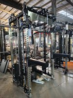 Rack de musculation multifonctionnel en acier inoxydable avec lat pulldown, low row, Smith Cable Crosser et doubles piles de poids