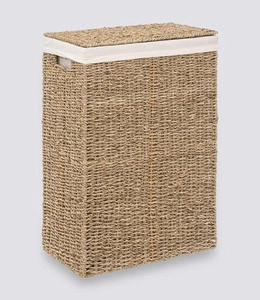 Cesto de Ropa Tejido a Mano con Hierba Marina Natural, con Forro Extraíble y Asa, Organizador de Ropa para Baño y Dormitorio - Product Image 5