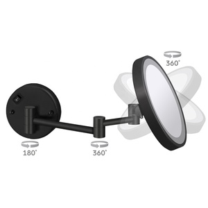 <span class=keywords><strong>Espejo</strong></span> de Pared LED Redondo Negro Mate <span class=keywords><strong>con</strong></span> Brazo Articulado de un Solo Lado para Baño de Hotel - Product Image 4