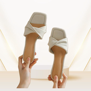 Hot Sale Ladies Square Toe <b>Block</b> Heels Women's Shoes New Summer Women Vintage Fashion Slippers Wear High Heeled Sandals - Product Image 3