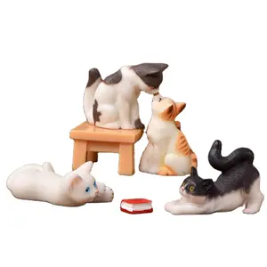 Cartoon Cute Simulation Kitten Animal Doll Cat Resin Crafts Home Hotel Office Desktop Ornaments Cake Decoration Accessories