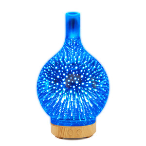 เครื่องกระจายกลิ่นหอมแบบแก้ว 100 มล. พร้อมไฟ LED เครื่องพ่นไอน้ำอัลตราโซนิกสำหรับบ้าน ใช้กับน้ำมันหอมระเหย พร้อมไฟกลางคืนแบบ 3 มิติ เปลี่ยนสีได้ - Product Image 5