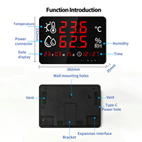 Thermomètre et Hygromètre Intelligent WiFi TUYA avec Écran LED Large, Affichage de l'Heure, Température, Humidité et Alarme de Limite Supérieure et Inférieure pour Bureau Intérieur