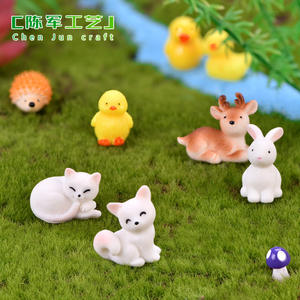 Ornements en résine de petits animaux de dessin animé (dauphin, léopard), accessoires de micro-paysage, cadeaux, chat, renard, lapin, chen jun - Product Image 2