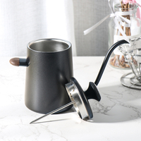 Bouilloire à café à Double paroi en acier inoxydable avec thermomètre, à col de cygne, 350ml