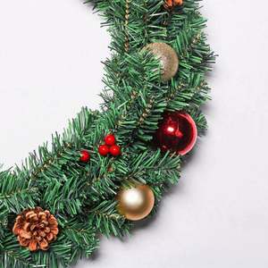 Nouvelle conception, vente chaude, couronne artificielle de luxe en PVC vert de 60 cm, décoration de maison pour les fêtes - Product Image 2