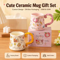 Mug à café en céramique personnalisé avec un design de dessin animé mignon de lapin et d'ours, tasse à lait et à eau en porcelaine, fournisseur en gros OEM ODM