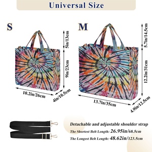 Sac fourre-tout personnalisé tie-dye grande capacité à double poignée pour femme, petit sac à main en velours côtelé pour femme - Product Image 2
