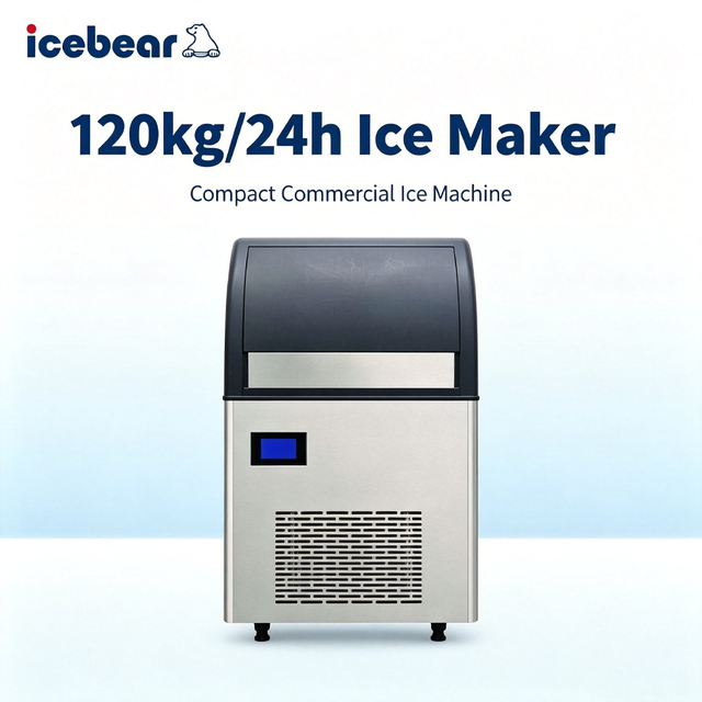 Automatic Commercial Ice Cube Maker 120KG/24H Stainless Steel Portable Ice Making Equipment for Hotel Business Use